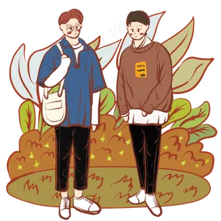 手绘时尚帅气文艺风青年卡通小插