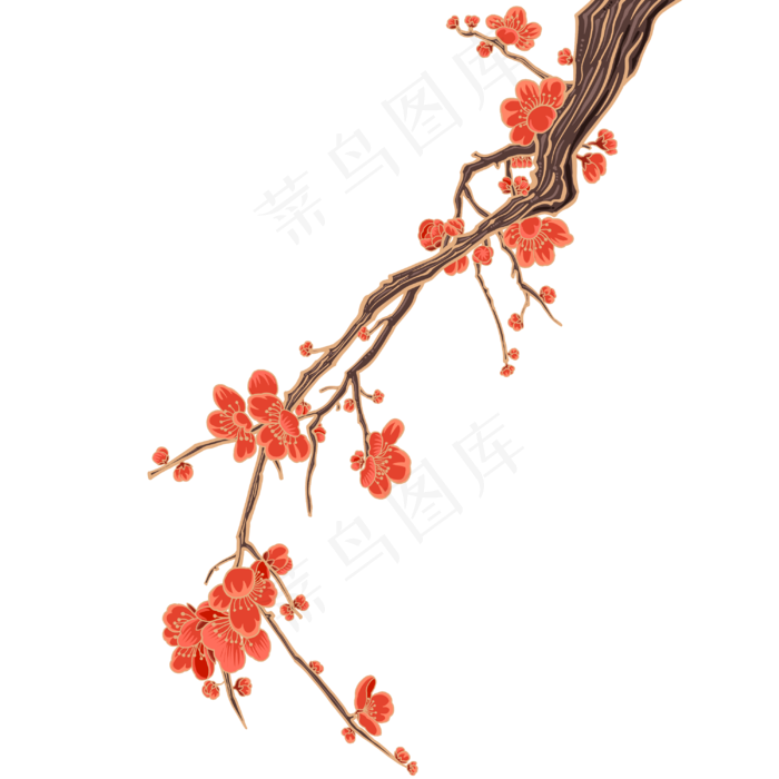 国潮红色梅花(3000X3000(DPI:300))psd模版下载