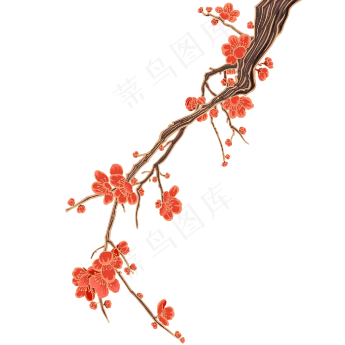 国潮红色梅花(3000X3000(DPI:300))psd模版下载