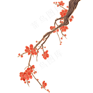 国潮红色梅花