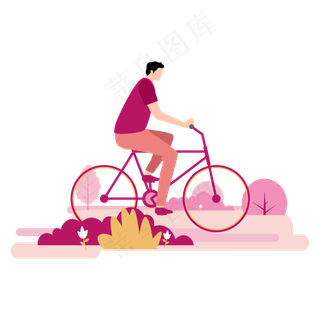 扁平风秋天骑自行车旅游元素