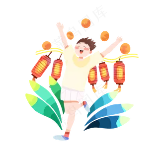 中秋节灯笼和男孩