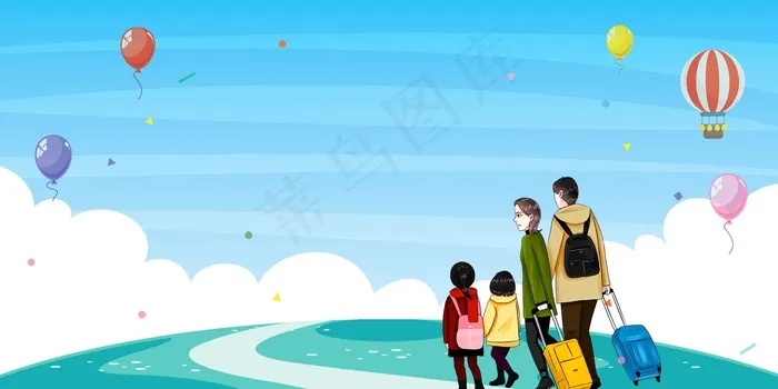 文艺清新黄色国庆出游季banner(1920*960px 	       )psd模版下载