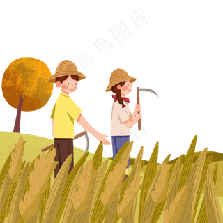 秋分镰刀收割人物