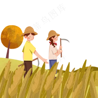 秋分镰刀收割人物