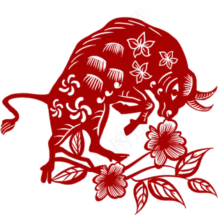 红色牛年剪纸