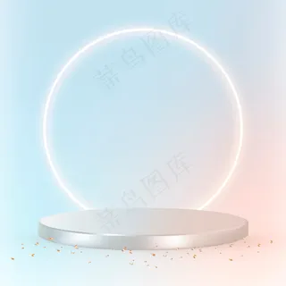 蓝色粉彩背景上的银色奢华3d产品