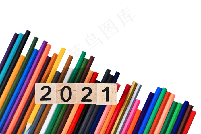 2021木质数字和彩色的铅笔(2800X2000(DPI:300))