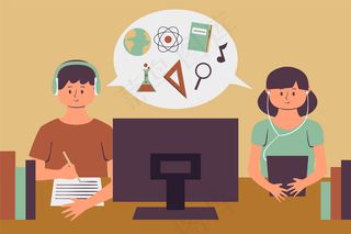 学习在线课程的孩子