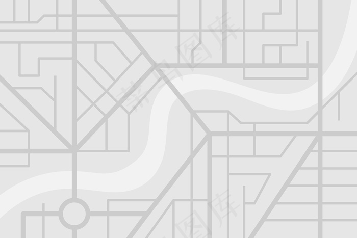 带河流的城市街道地图平面图。矢量灰色eps图解模式