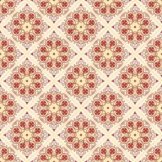 美丽的黄色复古图案，米色背景上有叶子和花朵