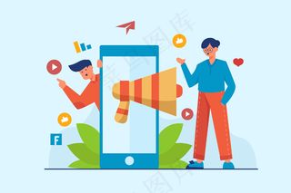 社交媒体营销手机概念