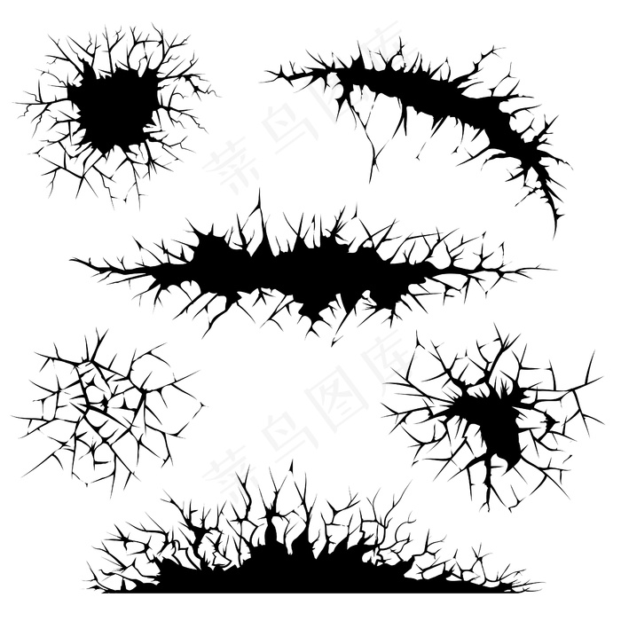 裂缝，地面和墙壁开裂。