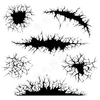 裂缝，地面和墙壁开裂。