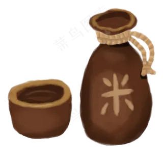 手绘清新白露节米酒元素