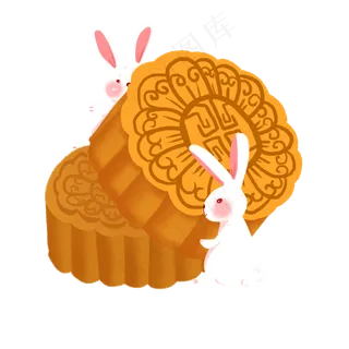 卡通中秋月饼和兔子 卡通中秋月饼和兔子