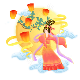 中秋节手绘嫦娥奔月