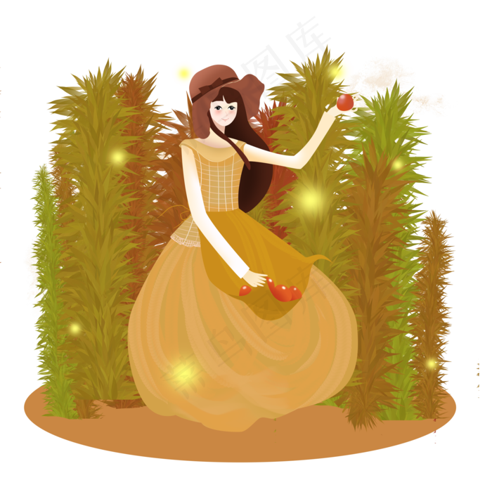 秋日秋天少女田园萤火踩果子PN