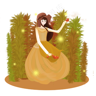 秋日秋天少女田园萤火踩果子PN