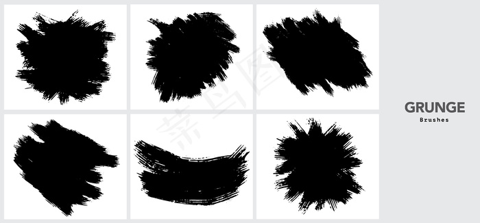 黑色粗画笔笔划模板eps,ai矢量模版下载