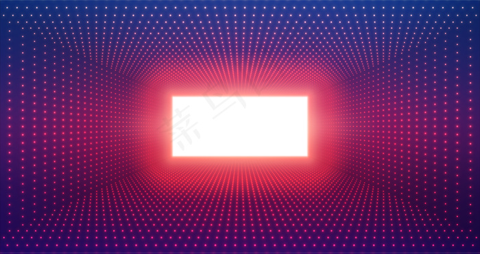 紫罗兰色背景上闪耀的闪光无限矩形隧道。