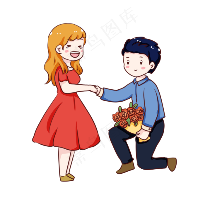 手绘卡通情侣