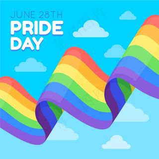 天空背景中的骄傲日旗帜banner