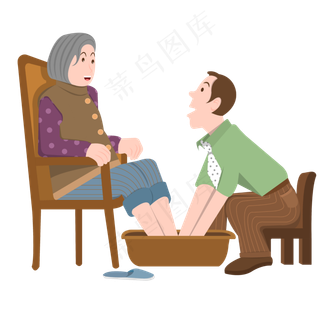 手绘矢量重阳节人物透明底免抠