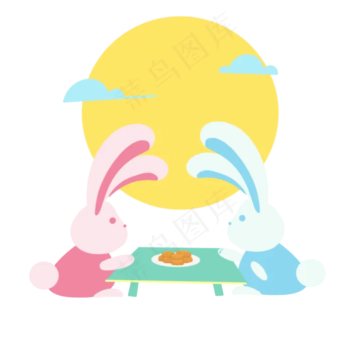 中秋哭泣的兔子(2000X2000(DPI:300))psd模版下载