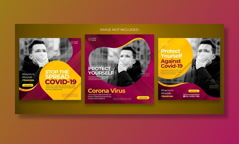 冠状病毒或covid-19社交媒体宣传单,DM传单收集模板