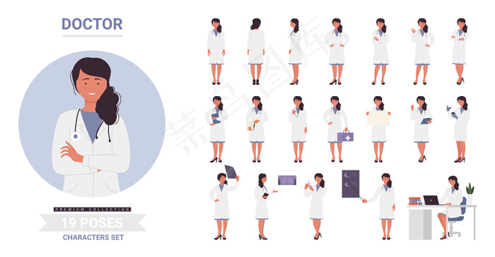 穿着制服的卡通微笑人物eps,ai矢量模版下载
