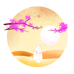 中秋佳节兔子望月夜景