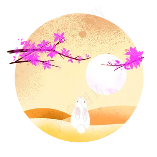 中秋佳节兔子望月夜景