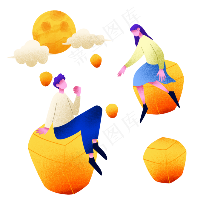 放孔明灯情侣(2000X2000(DPI:300))psd模版下载