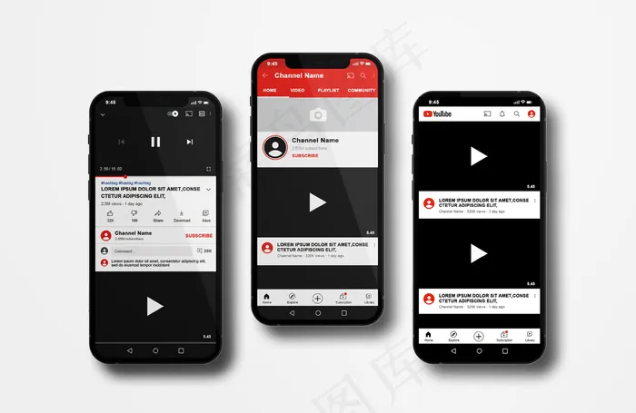 手机模型样机上的Youtubepsd模版下载