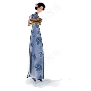 中秋节吃月饼民国少女