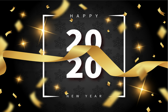 现代金丝带新年贺卡eps,ai矢量模版下载