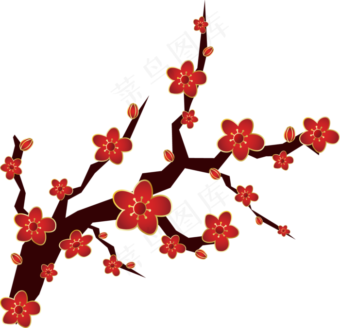 梅花腊梅中国风(1364*1318px 300 dpi )ai矢量模版下载