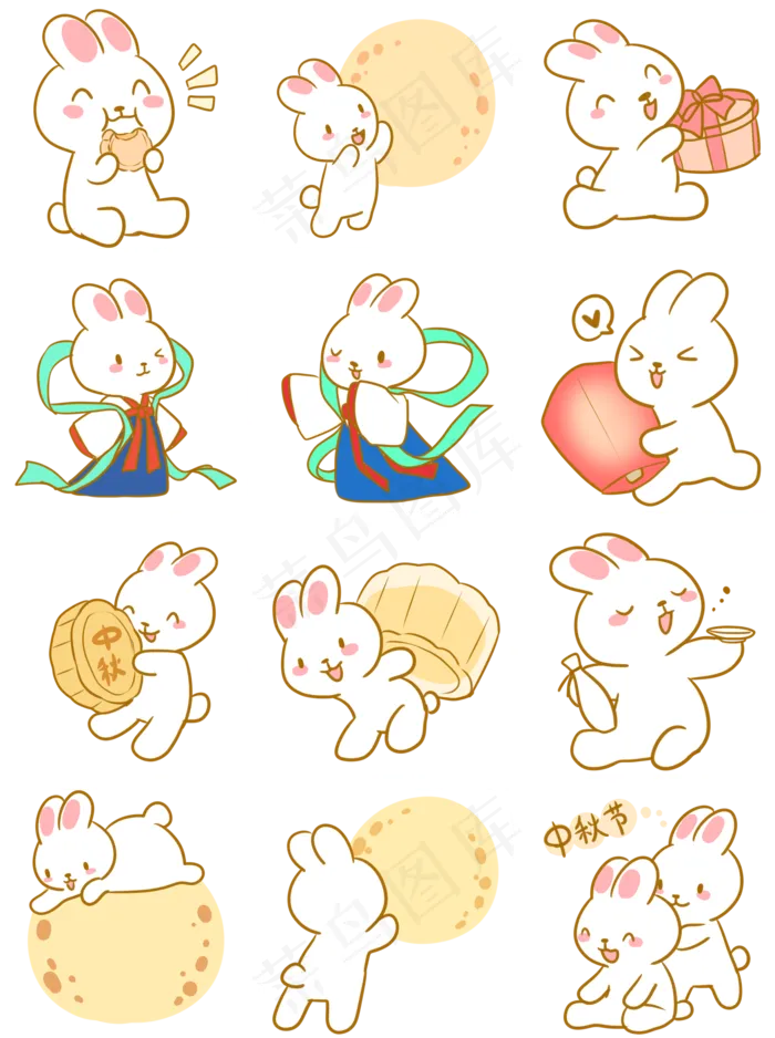 中秋节可爱玉兔(2000X2680(DPI:300))psd模版下载