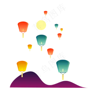 彩色孔明灯剪纸