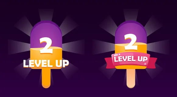 幻想有趣的图形用户界面升级图标界面在冰淇淋风格的游戏用户界面资产元素