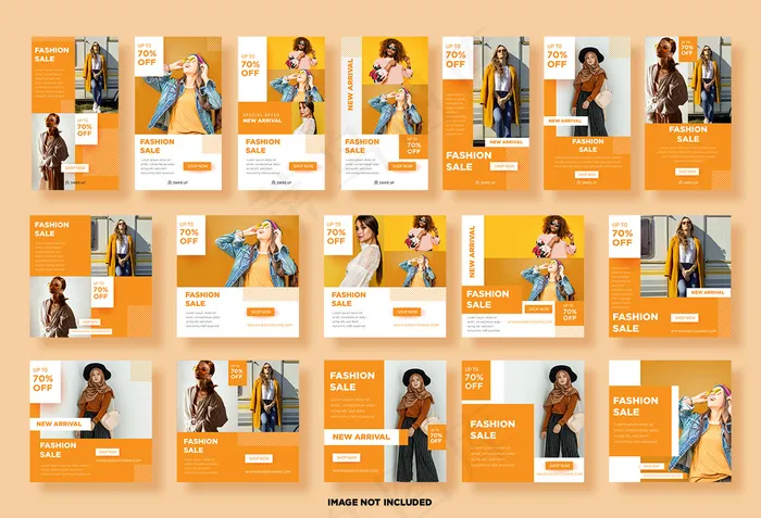 为时尚销售设置模板故事、社交媒体帖子模板eps,ai矢量模版下载