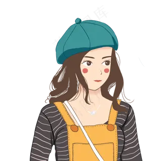 手绘甜美带贝雷帽的美少女 手绘甜美带贝雷帽的美少女