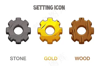一套黄金、木制和石头风格的装备设置图标
