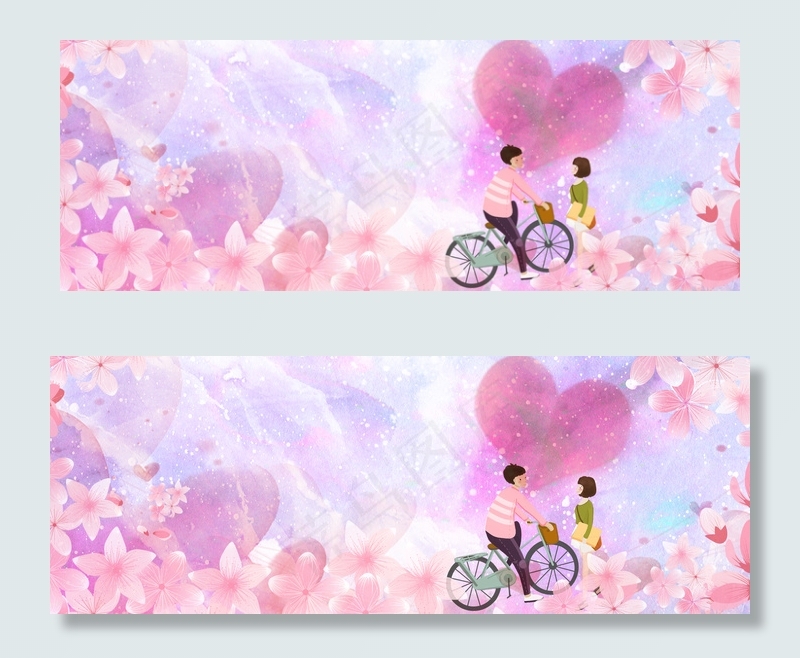 甜蜜情侣banner(1900*700px 	       )psd模版下载