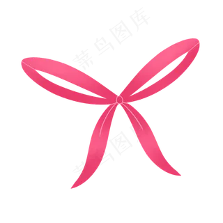 玫红色细长形状卡通蝴蝶结