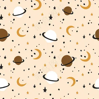 无缝模式。在明亮的背景上多彩的宇宙天空。矢量图