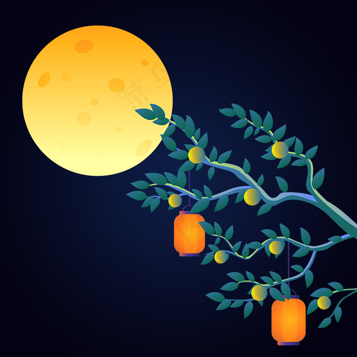 中秋佳节夜晚月亮月饼PSD分层主图(800*800px 	        )psd模版下载