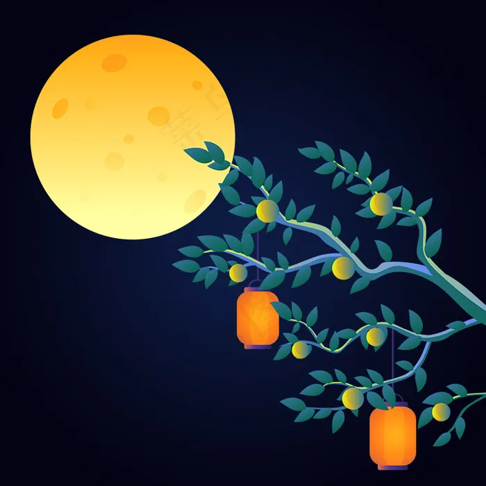 中秋佳节夜晚月亮月饼PSD分层主图(800*800px 	        )psd模版下载