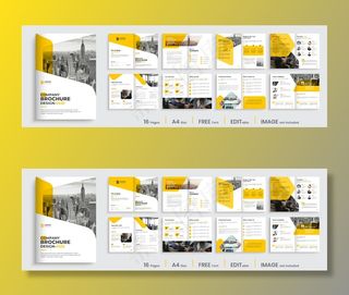 橙色形状公司宣传册模板布局